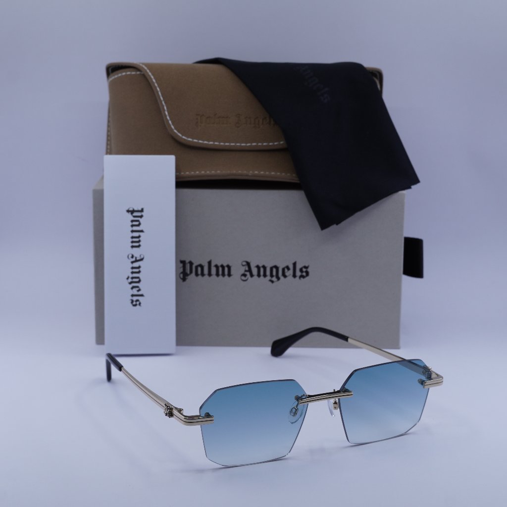 Palm Angels Peri10g Quartz 7644 Geometric Sunglasses - Gold/Blue
